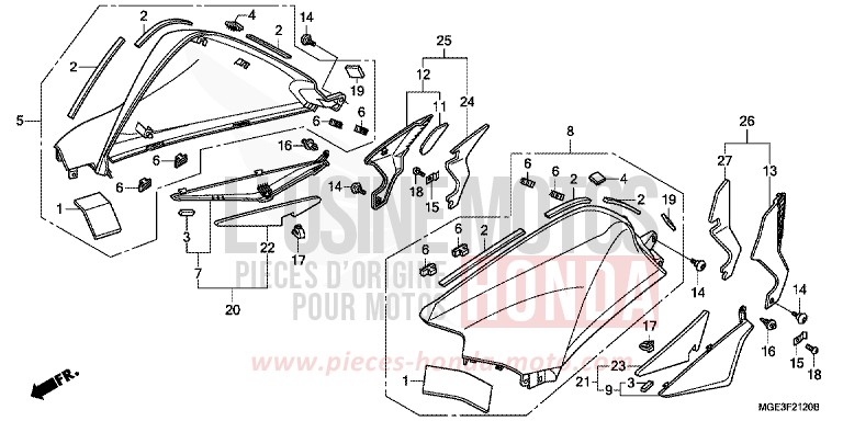 TANK COVER for VFR1200F Dual Clutch PEARL SUNBEAM WHITE (NHA66) from 2011